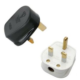 UK 13A Mains Plug 13 AMP 3 PIN Appliance Fuse Power Socket Adaptor - Black White[Black]